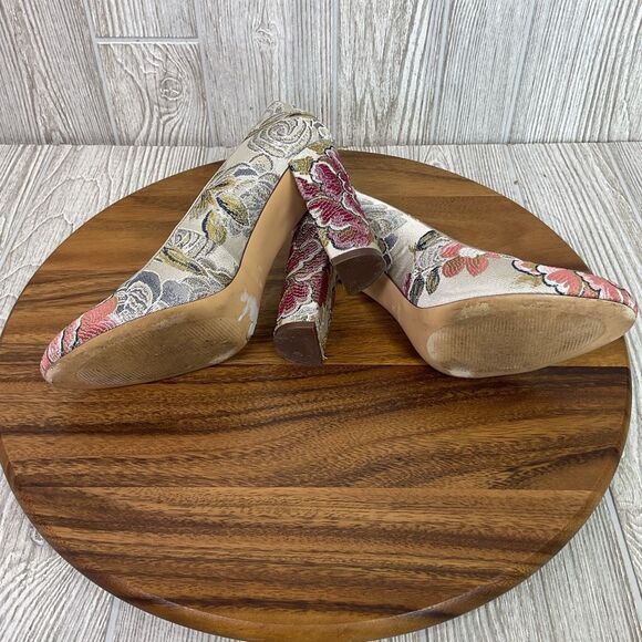 Nine West Women's Size 9M Roux Floral Print Textile Pump Heels Round Toe - Picture 9 of 13